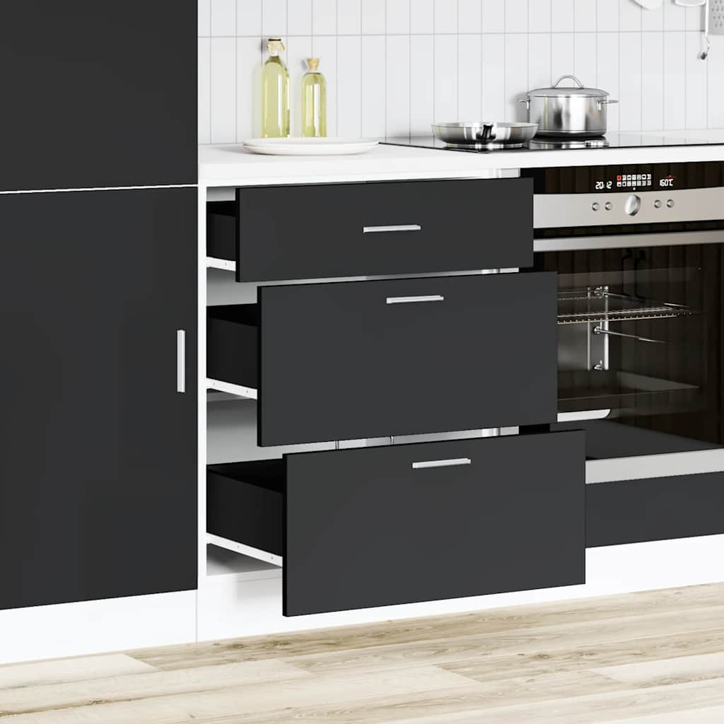 vidaXL Kitchen Base Cabinet Black Engineered Wood