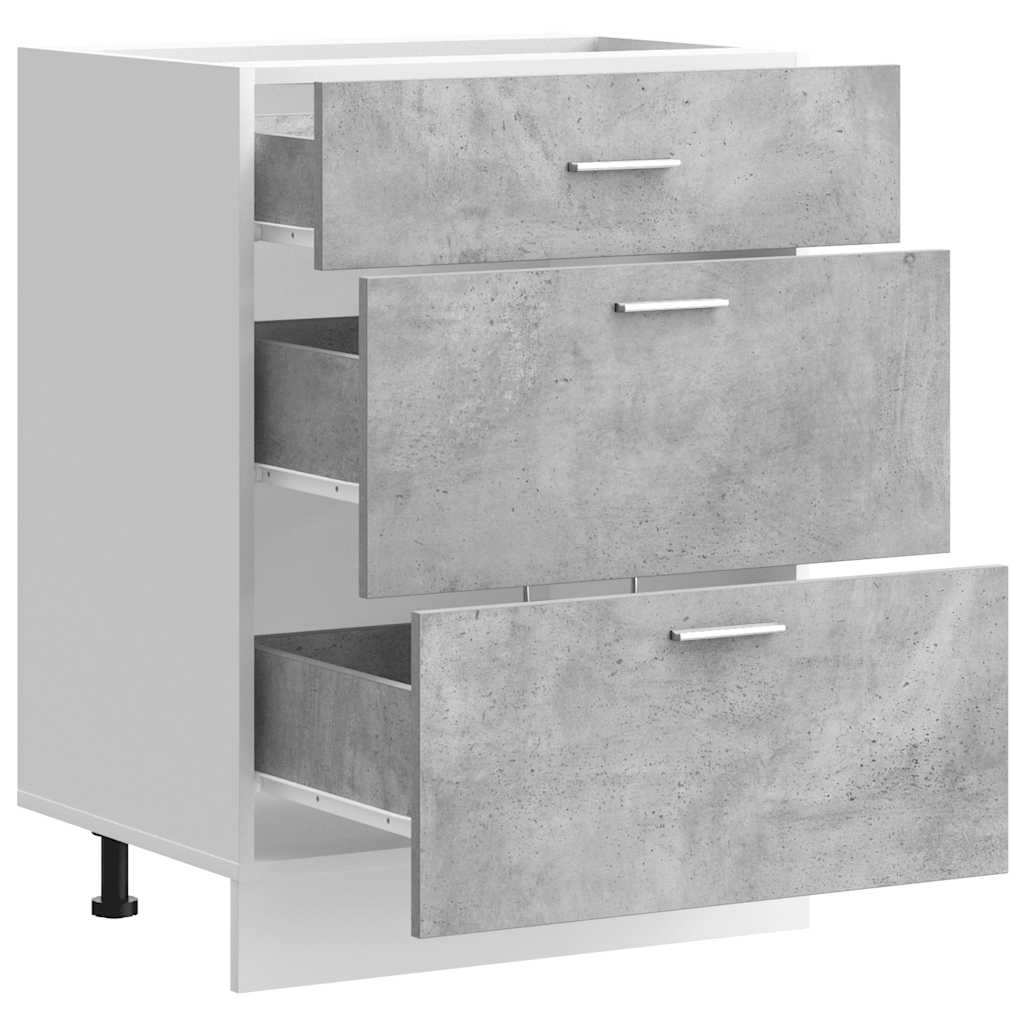 vidaXL Kitchen Base Cabinet Concrete Grey Engineered Wood