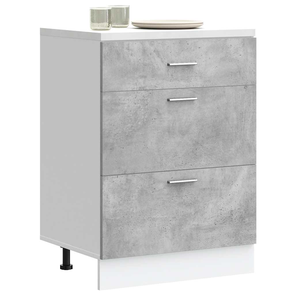 vidaXL Kitchen Base Cabinet Concrete Grey Engineered Wood