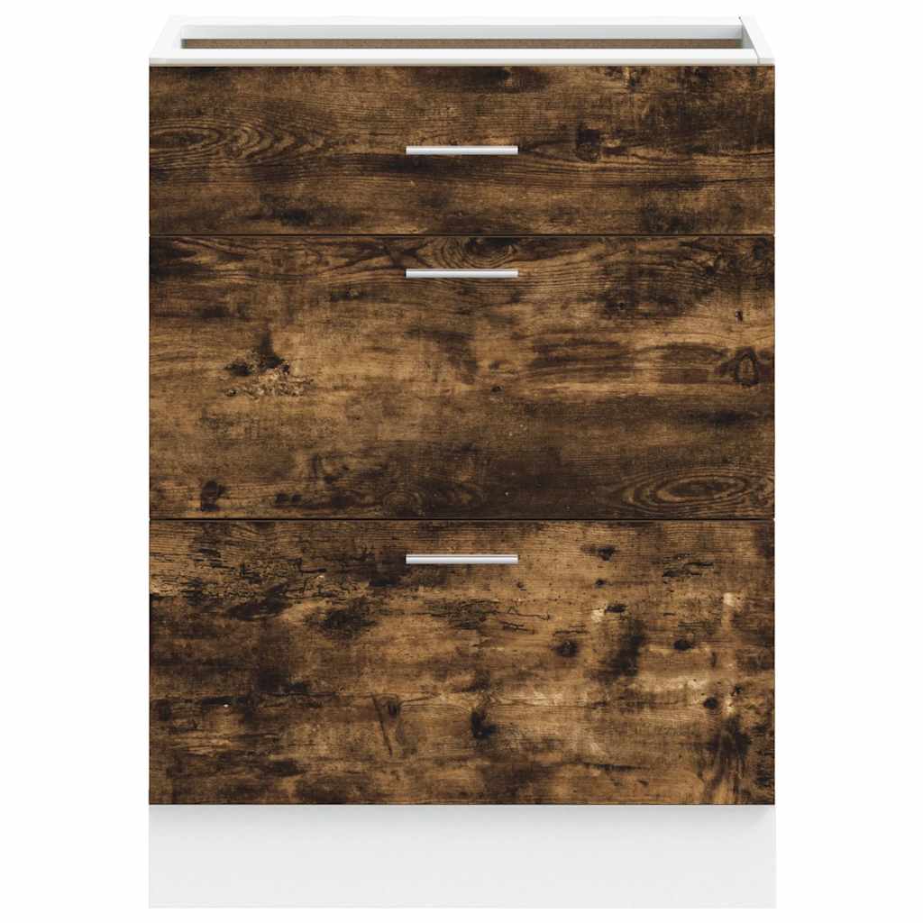 Kitchen Base Cabinet "Lyon" Smoked Oak Engineered Wood
