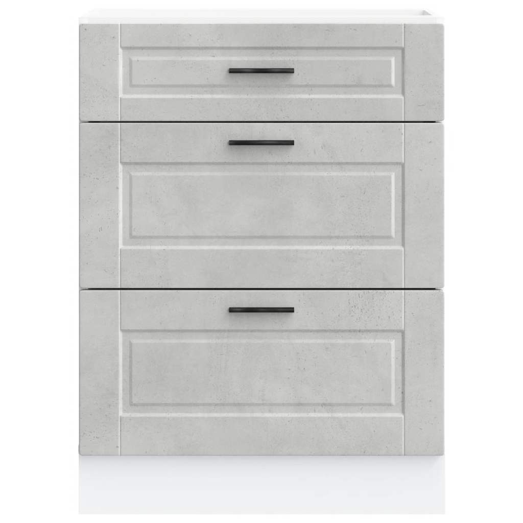 Kitchen Base Cabinet "Porto" Concrete Grey Engineered Wood