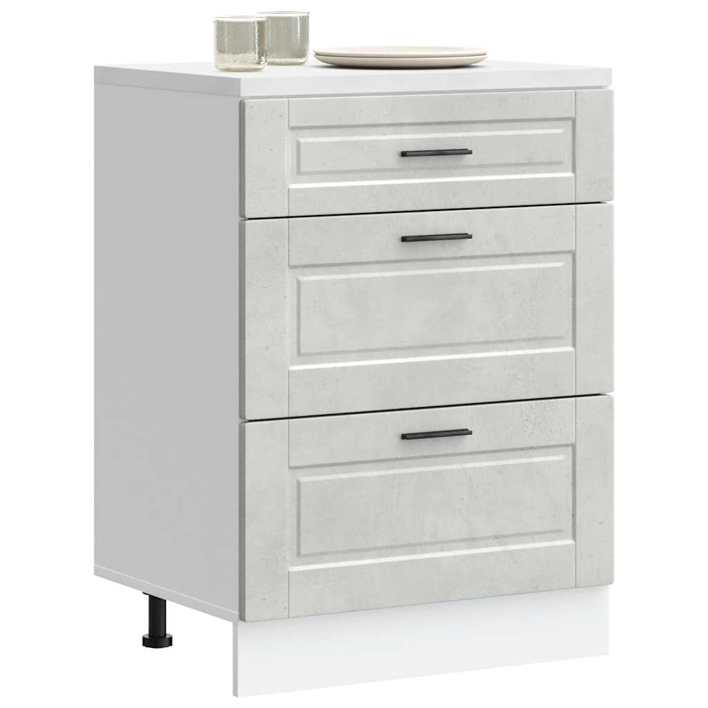 Kitchen Base Cabinet "Porto" Concrete Grey Engineered Wood