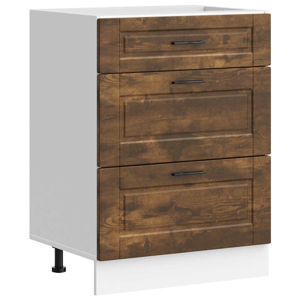 Kitchen Base Cabinet "Porto" Smoked Oak Engineered Wood