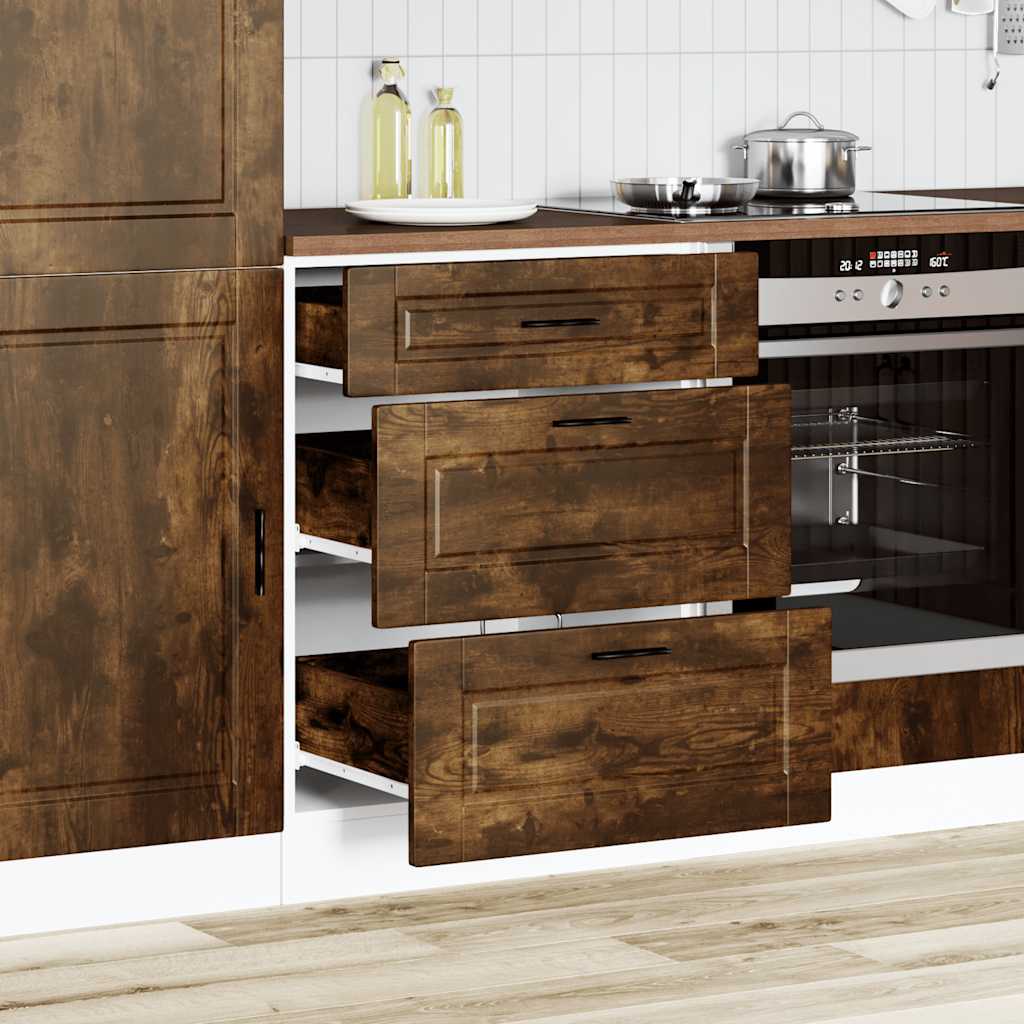 Kitchen Base Cabinet "Porto" Smoked Oak Engineered Wood