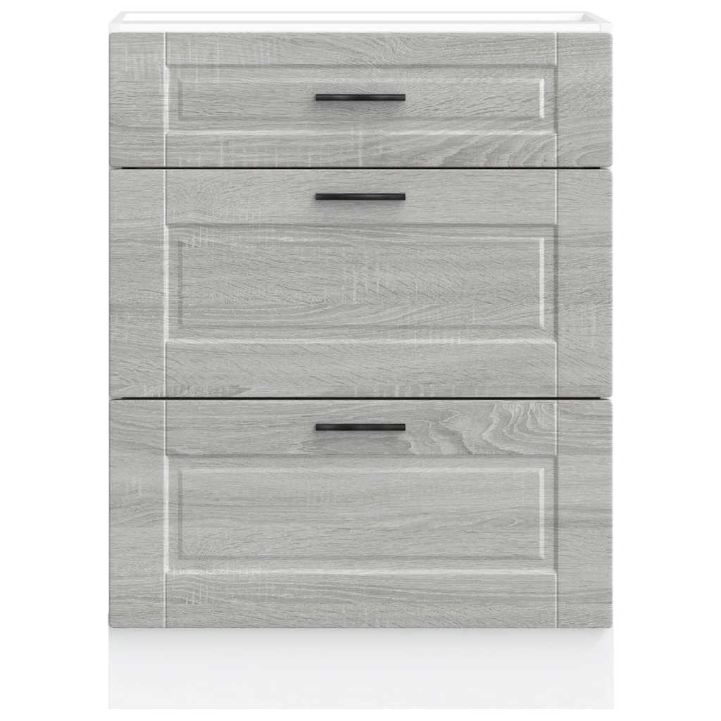 Kitchen Base Cabinet "Porto" Grey Sonoma Engineered Wood
