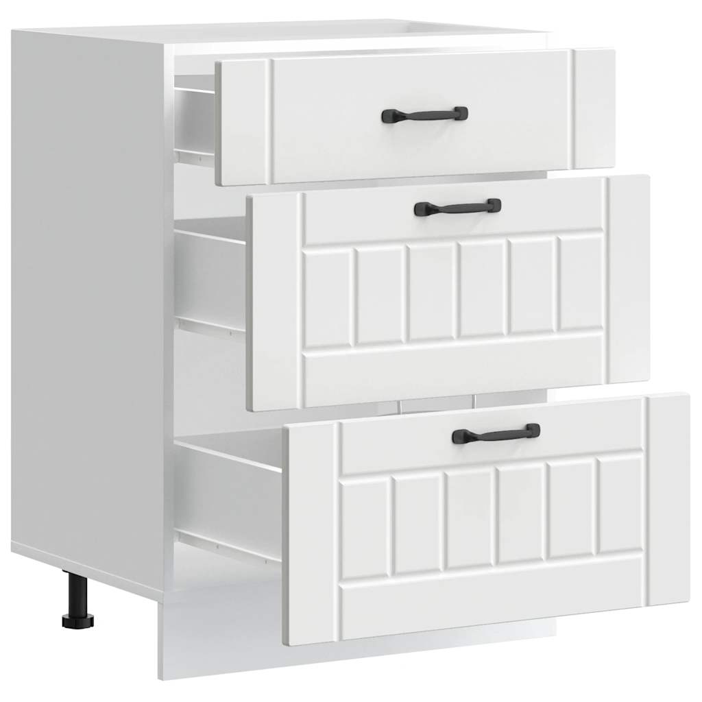 Kitchen Base Cabinet "Lucca" White Engineered Wood
