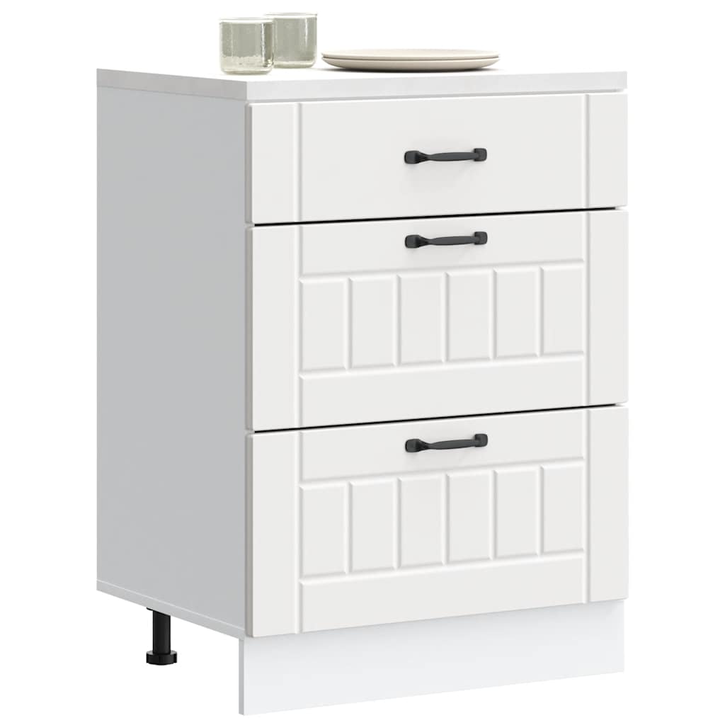 vidaXL Kitchen Base Cabinet Lucca White Engineered Wood