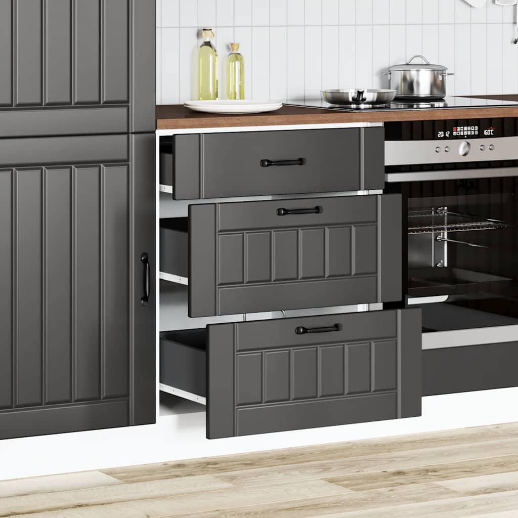 vidaXL Kitchen Base Cabinet Lucca Black Engineered Wood