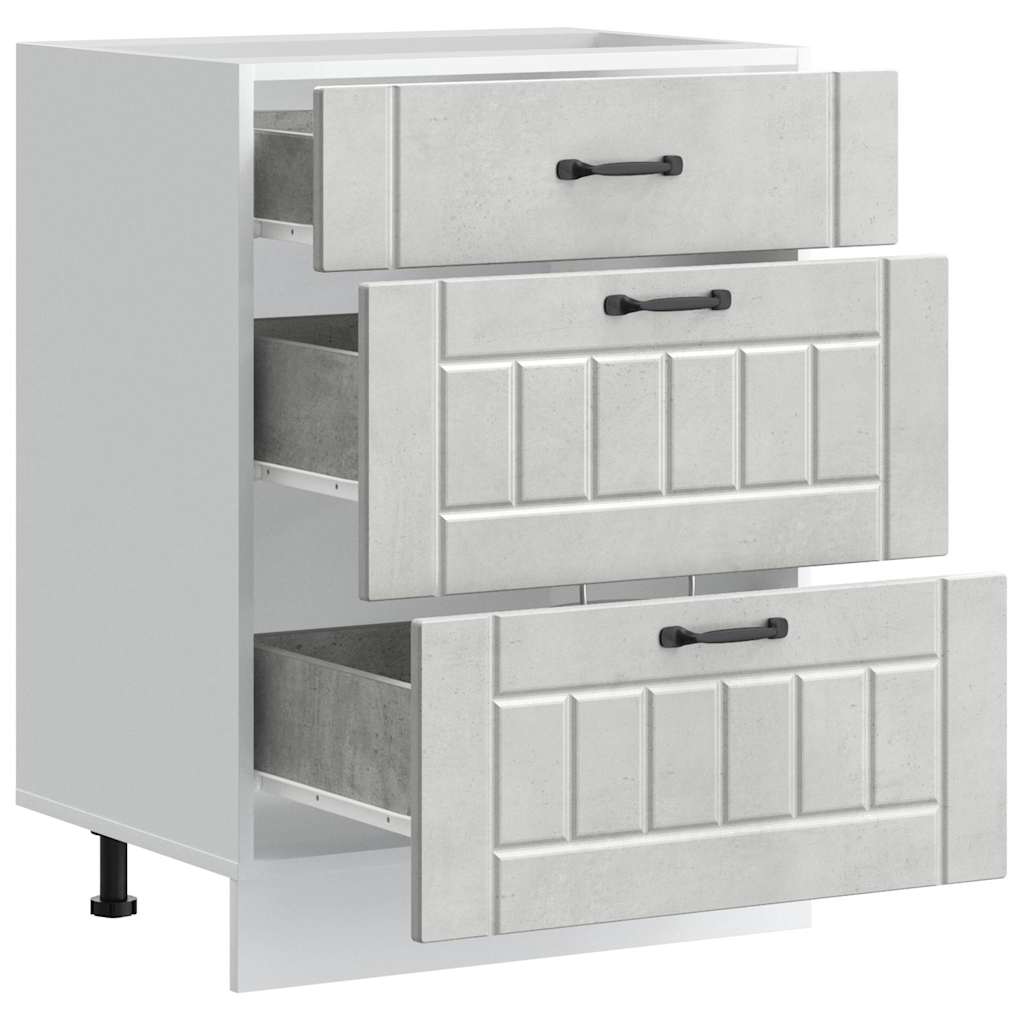 Kitchen Base Cabinet "Lucca" Concrete Grey Engineered Wood