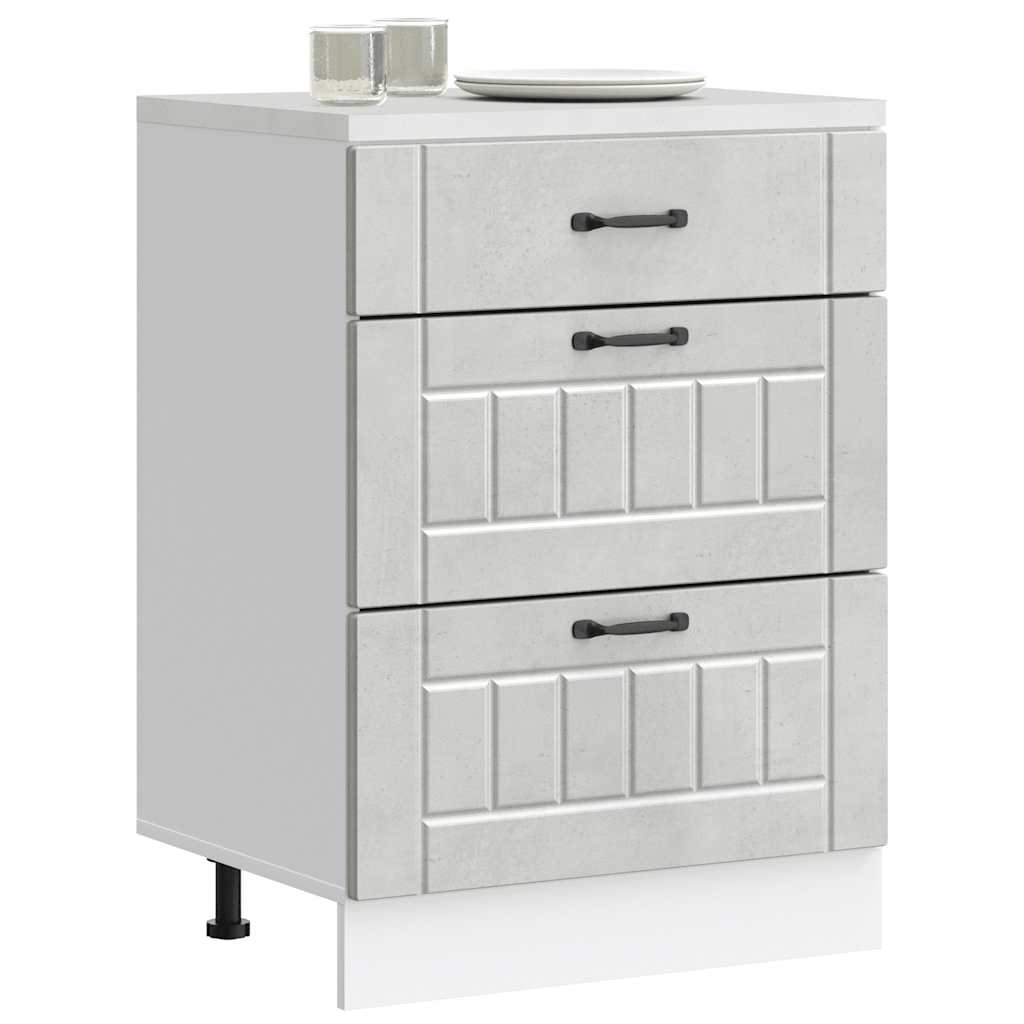 Kitchen Base Cabinet "Lucca" Concrete Grey Engineered Wood