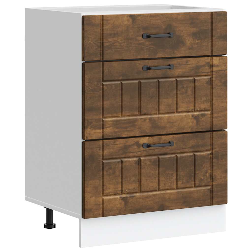 Kitchen Base Cabinet "Lucca" Smoked Oak Engineered Wood
