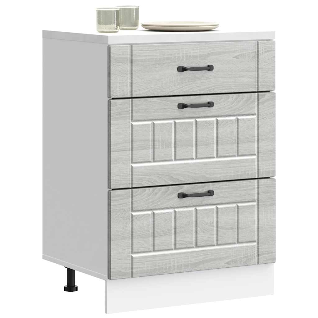 vidaXL Kitchen Base Cabinet Lucca Grey Sonoma Engineered Wood