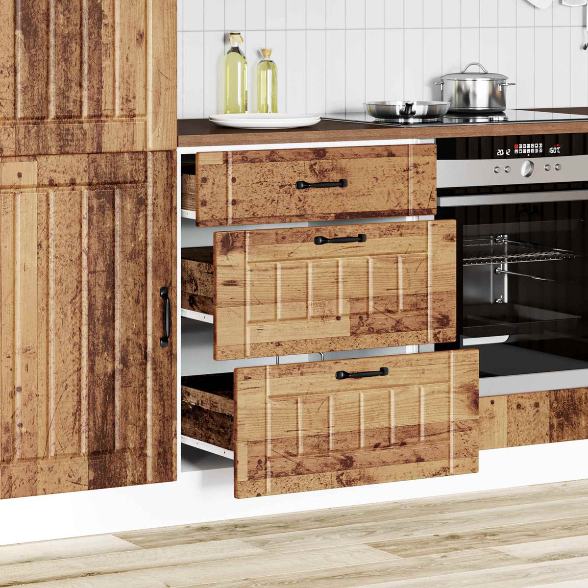 Kitchen Base Cabinet "Lucca" Old Wood Engineered Wood