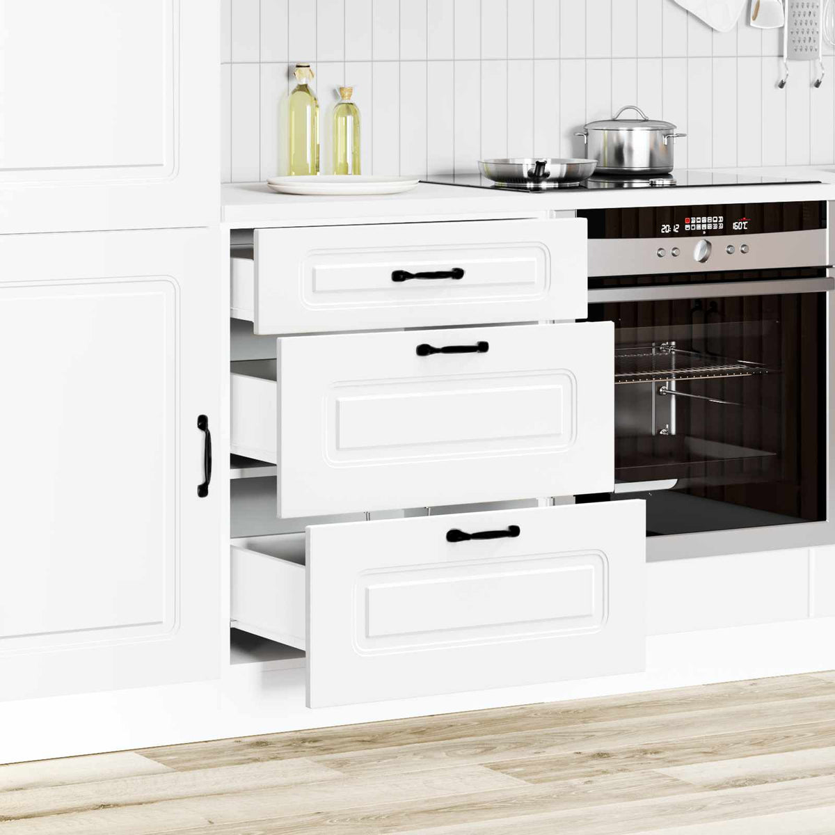 Kitchen Base Cabinet "Kalmar" White Engineered Wood