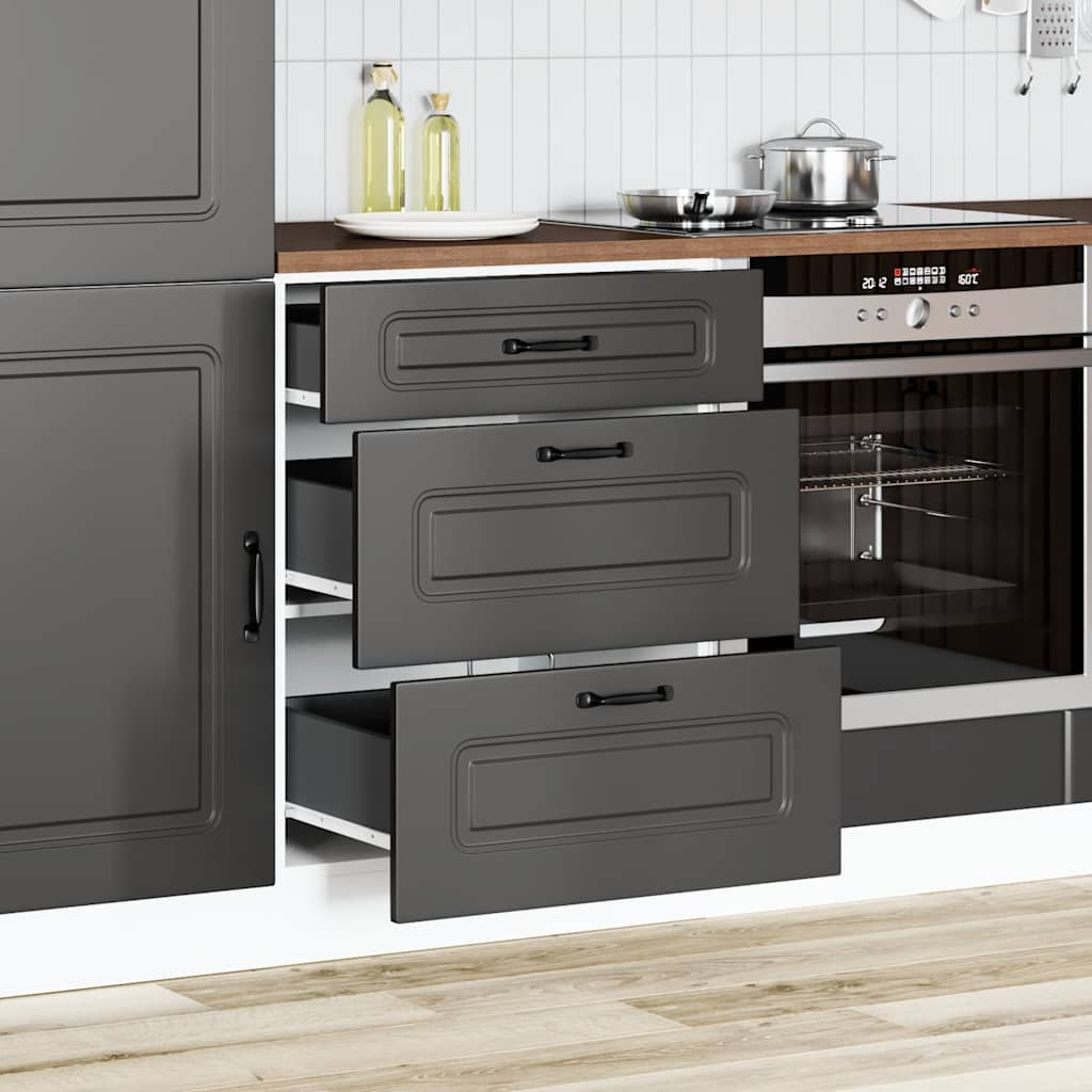 vidaXL Kitchen Base Cabinet Kalmar Black Engineered Wood