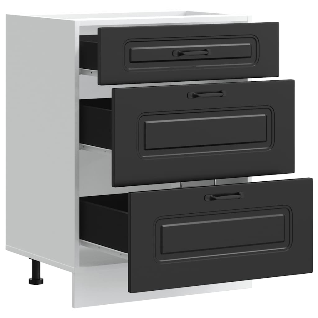 vidaXL Kitchen Base Cabinet Kalmar Black Engineered Wood