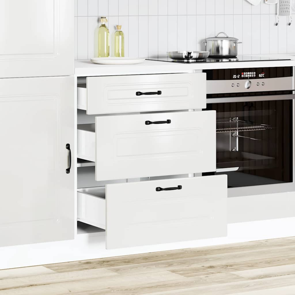 vidaXL Kitchen Base Cabinet Kalmar High Gloss White Engineered Wood