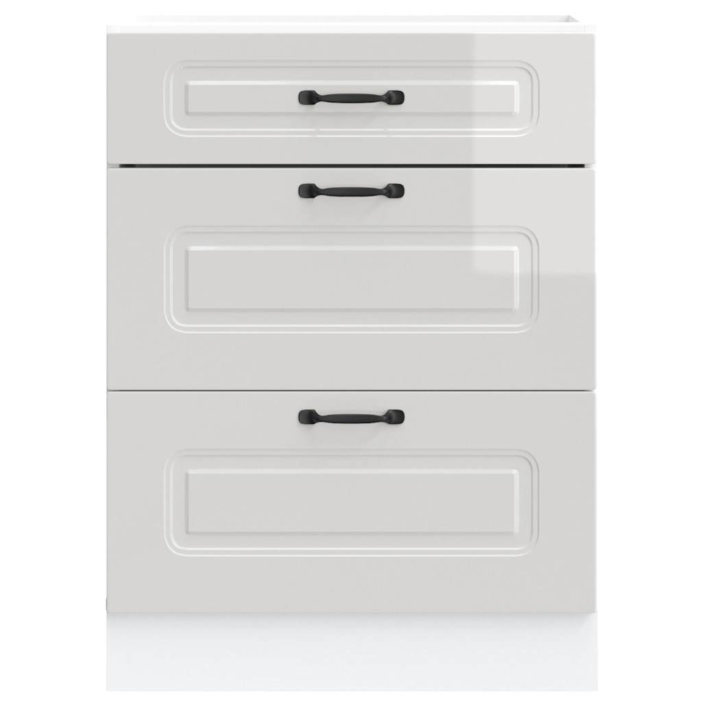 vidaXL Kitchen Base Cabinet Kalmar High Gloss White Engineered Wood