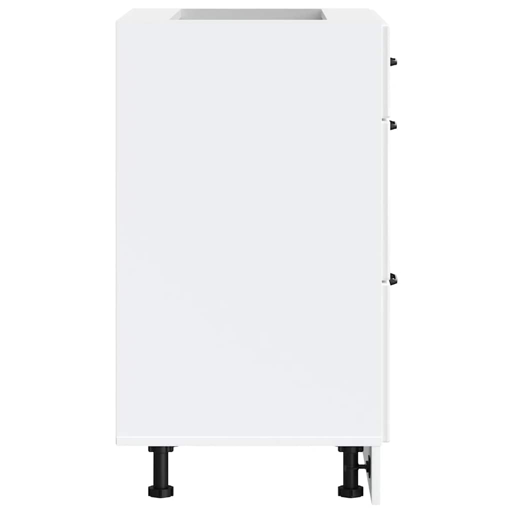 Kitchen Base Cabinet "Kalmar" High Gloss White Engineered Wood