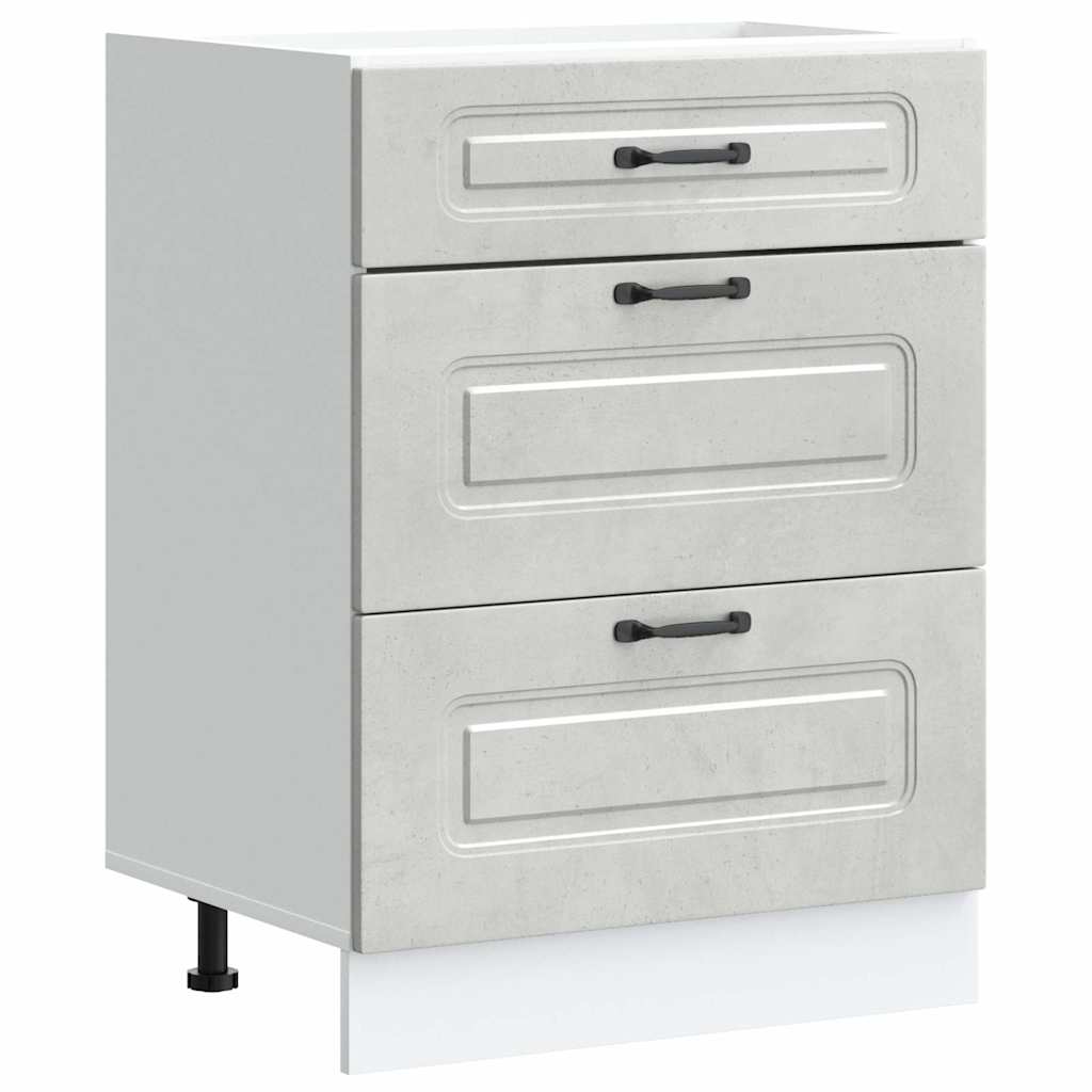 Kitchen Base Cabinet "Kalmar" Concrete Grey Engineered Wood