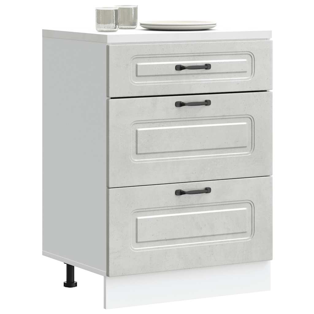 Kitchen Base Cabinet "Kalmar" Concrete Grey Engineered Wood
