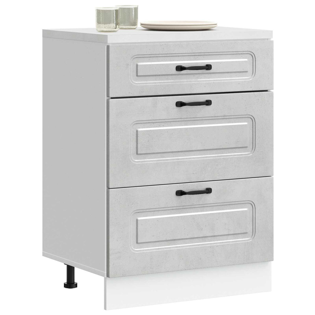 Kitchen Base Cabinet "Kalmar" Concrete Grey Engineered Wood