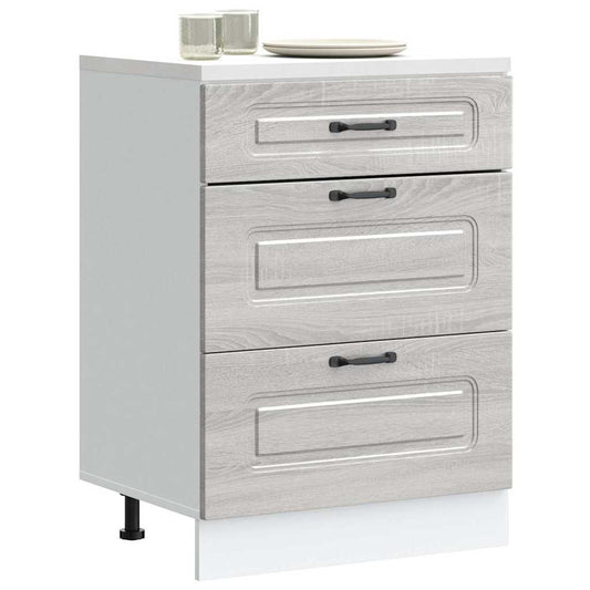 vidaXL Kitchen Base Cabinet Kalmar Grey Sonoma Engineered Wood