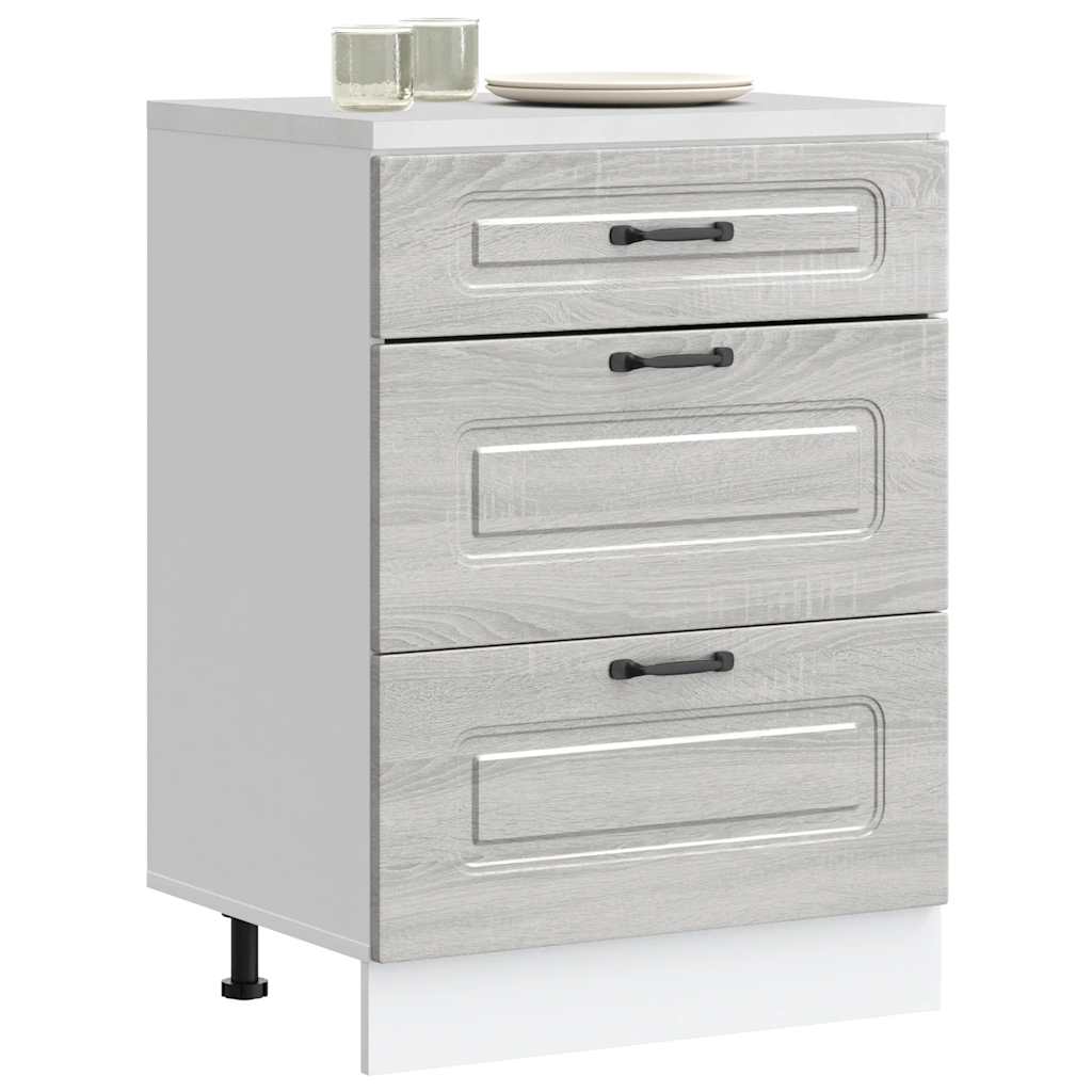 Kitchen Base Cabinet "Kalmar" Grey Sonoma Engineered Wood