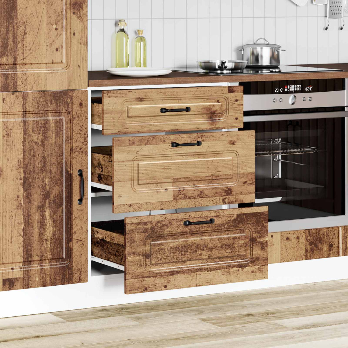 Kitchen Base Cabinet "Kalmar" Old Wood Engineered Wood