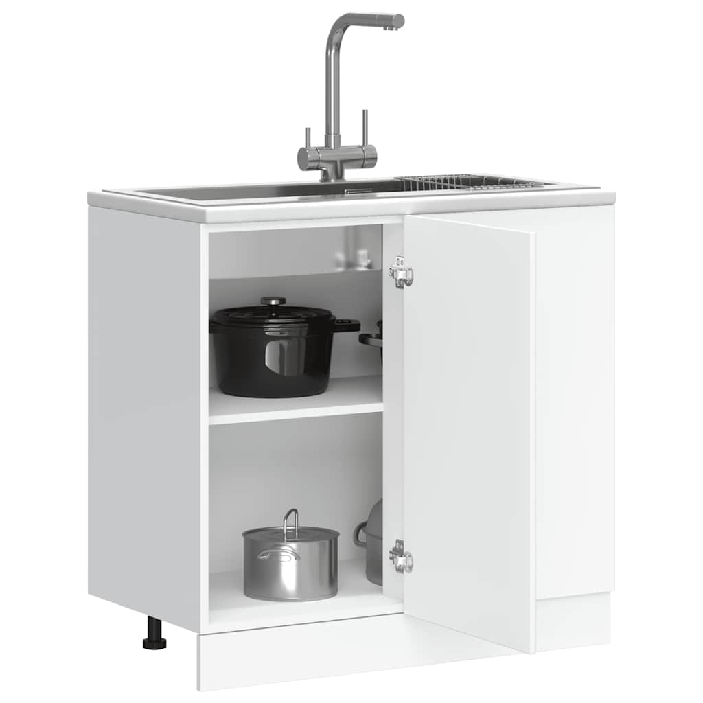 vidaXL Sink Base Cabinet Lucca White Engineered Wood