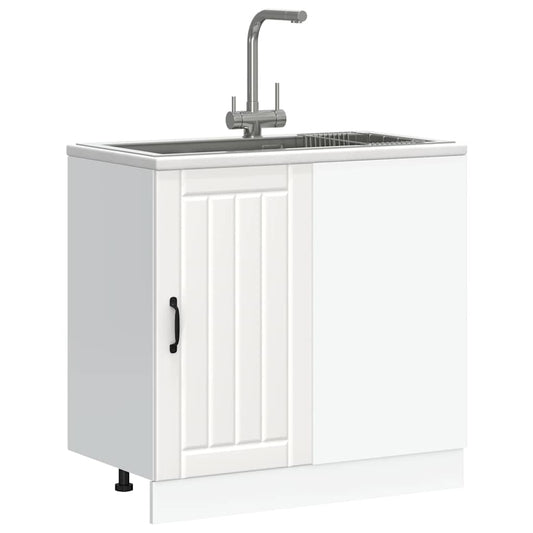 vidaXL Sink Base Cabinet Lucca White Engineered Wood