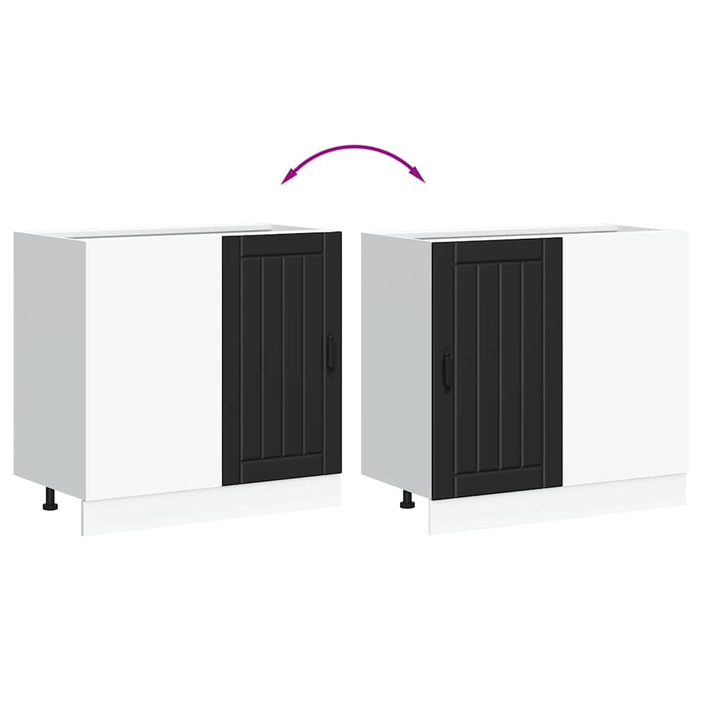 Kitchen Base Cabinet "Lucca" Black Engineered Wood