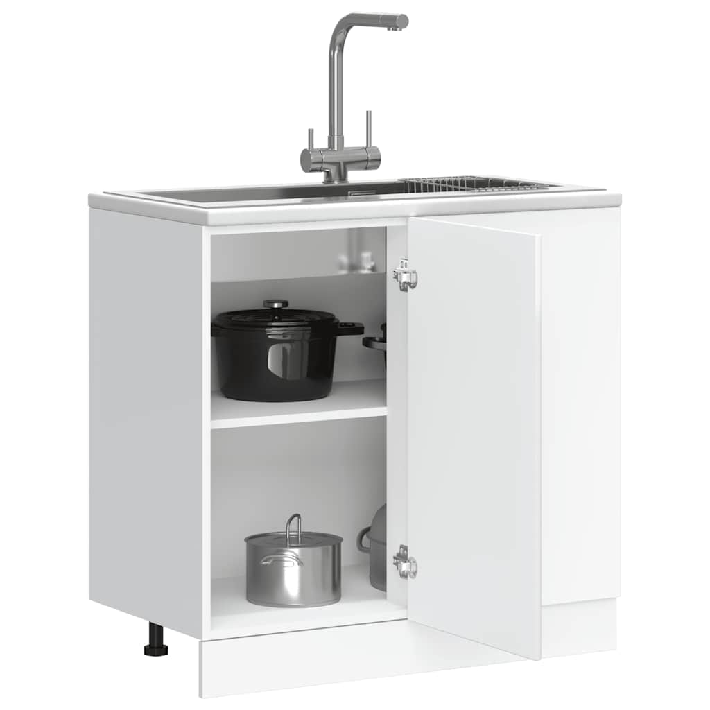 vidaXL Sink Base Cabinet Lucca High Gloss White Engineered Wood