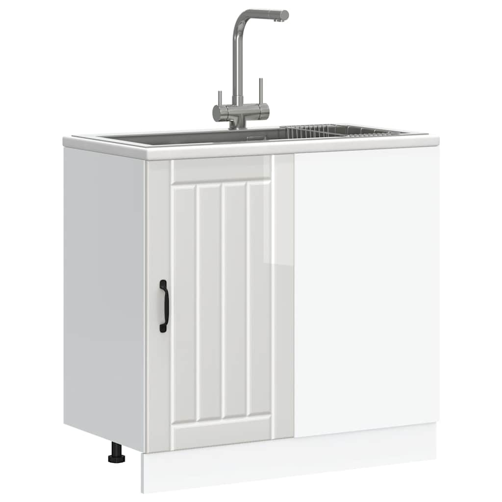 vidaXL Sink Base Cabinet Lucca High Gloss White Engineered Wood