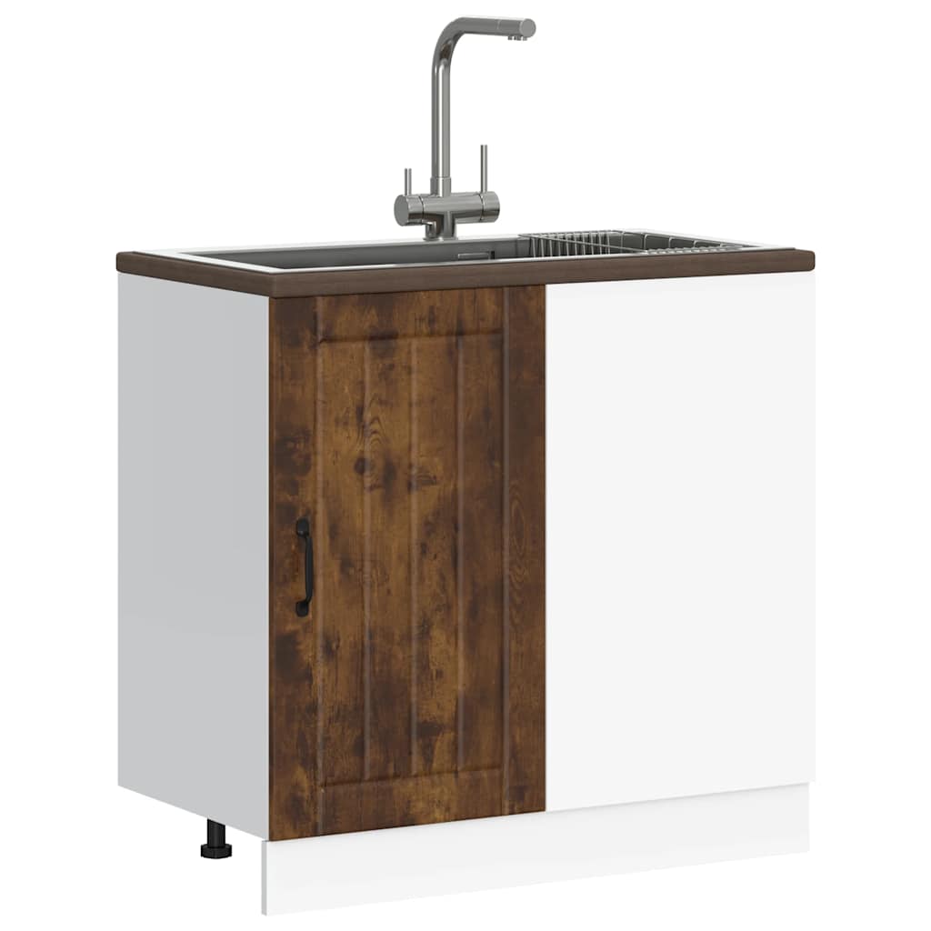 vidaXL Sink Base Cabinet Lucca Smoked Oak Engineered Wood