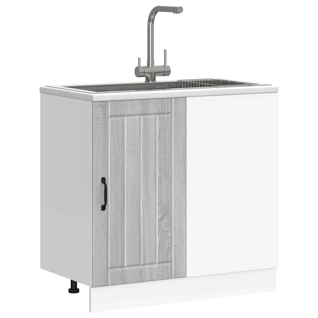 vidaXL Sink Base Cabinet Lucca Grey Sonoma Engineered Wood