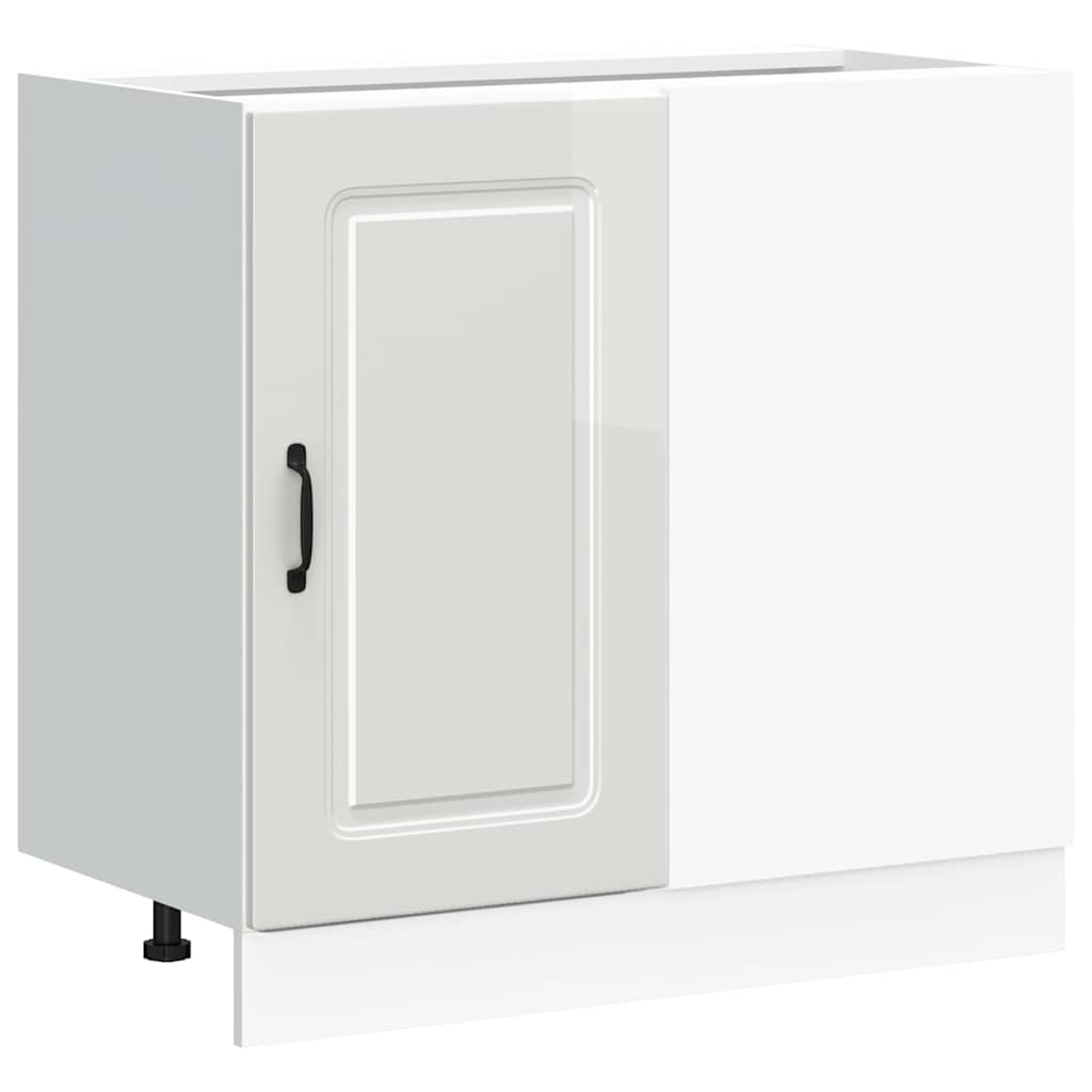 Kitchen Base Cabinet "Kalmar" High Gloss White Engineered Wood
