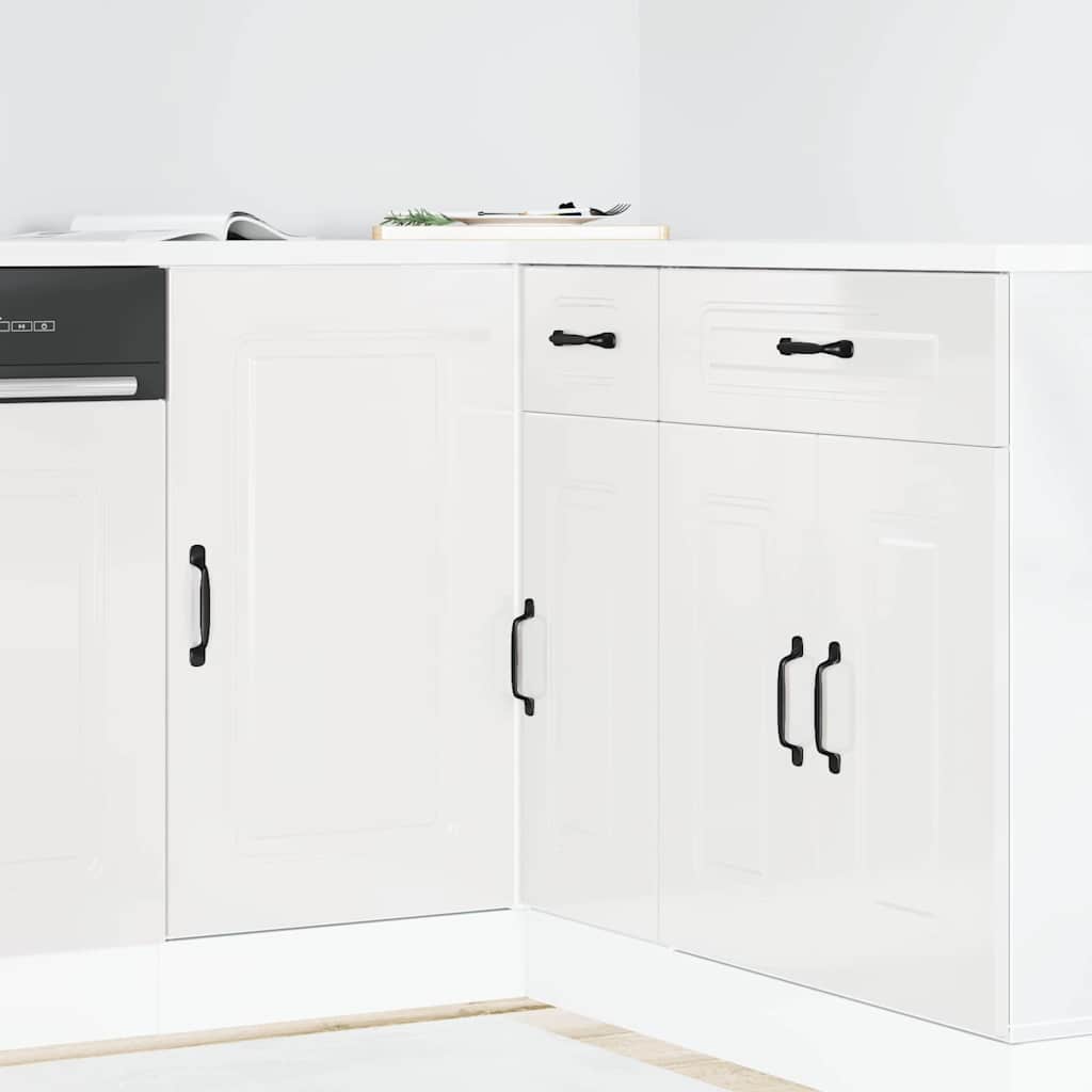 Kitchen Base Cabinet "Kalmar" High Gloss White Engineered Wood