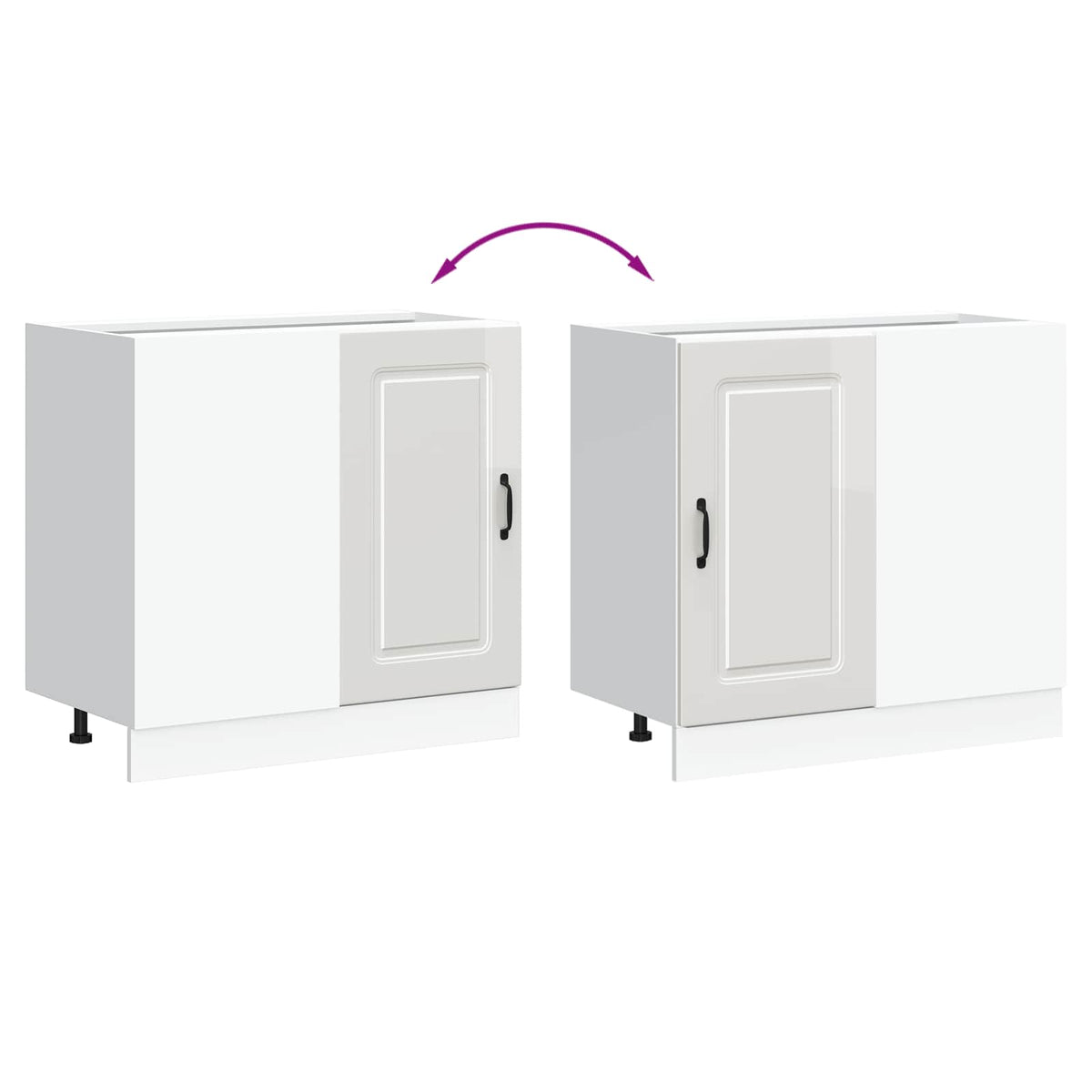 Kitchen Base Cabinet "Kalmar" High Gloss White Engineered Wood