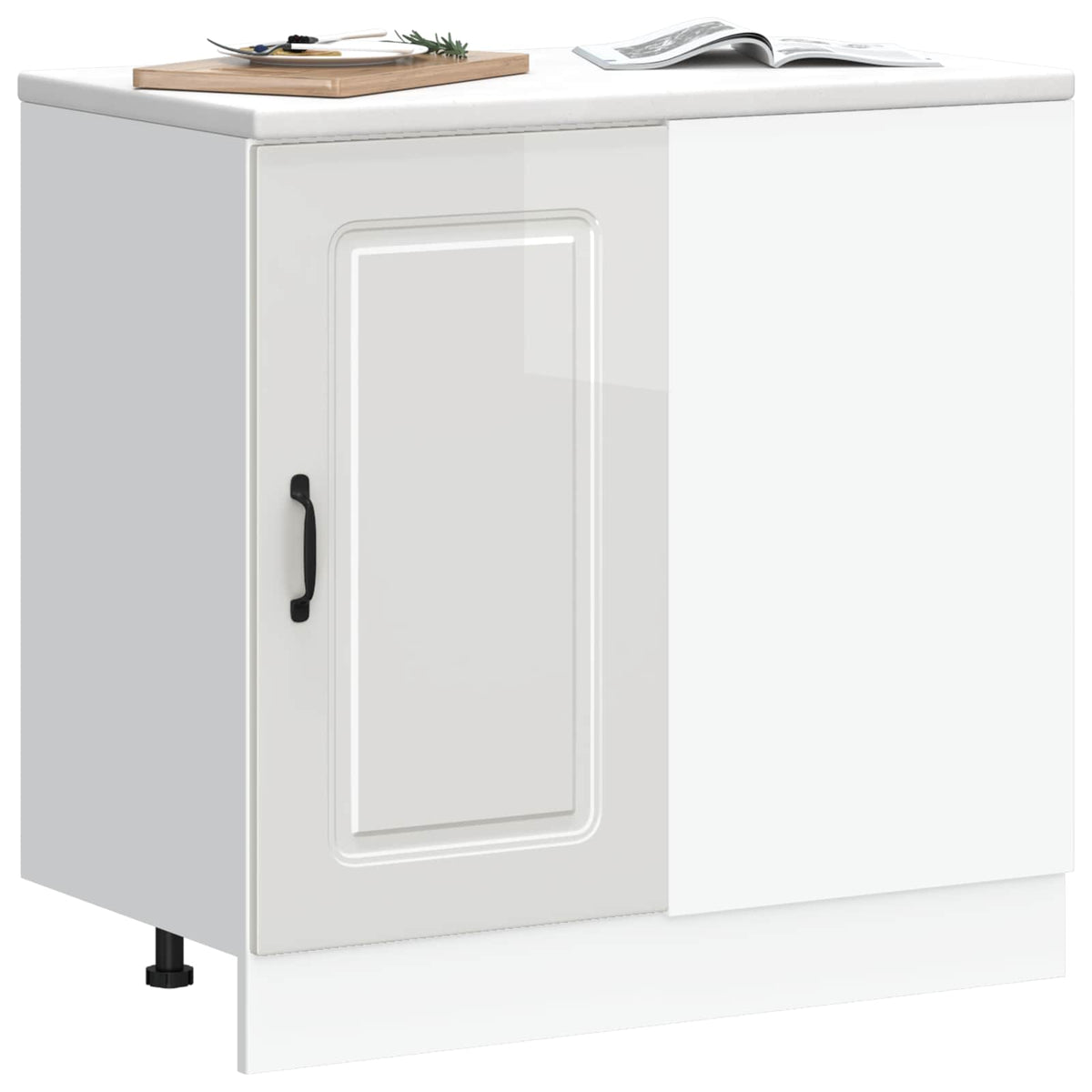 Kitchen Base Cabinet "Kalmar" High Gloss White Engineered Wood