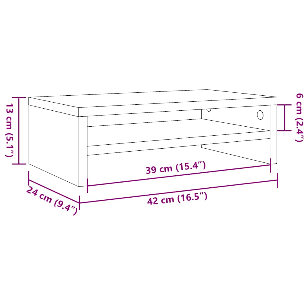 vidaXL Monitor Stand Artisan Oak 42x24x13 cm Engineered Wood