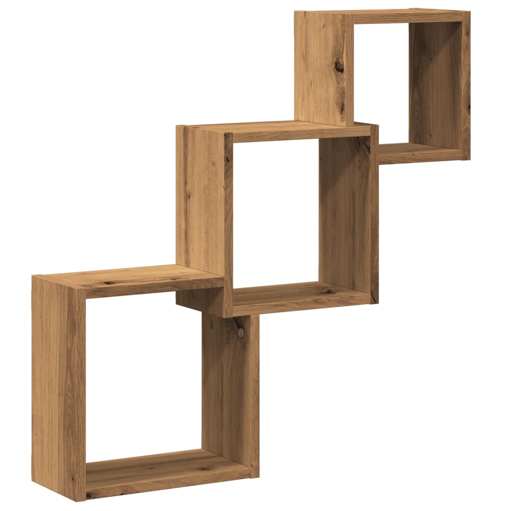 vidaXL Wall Cube Shelves Artisan Oak 68x15x68 cm Engineered Wood