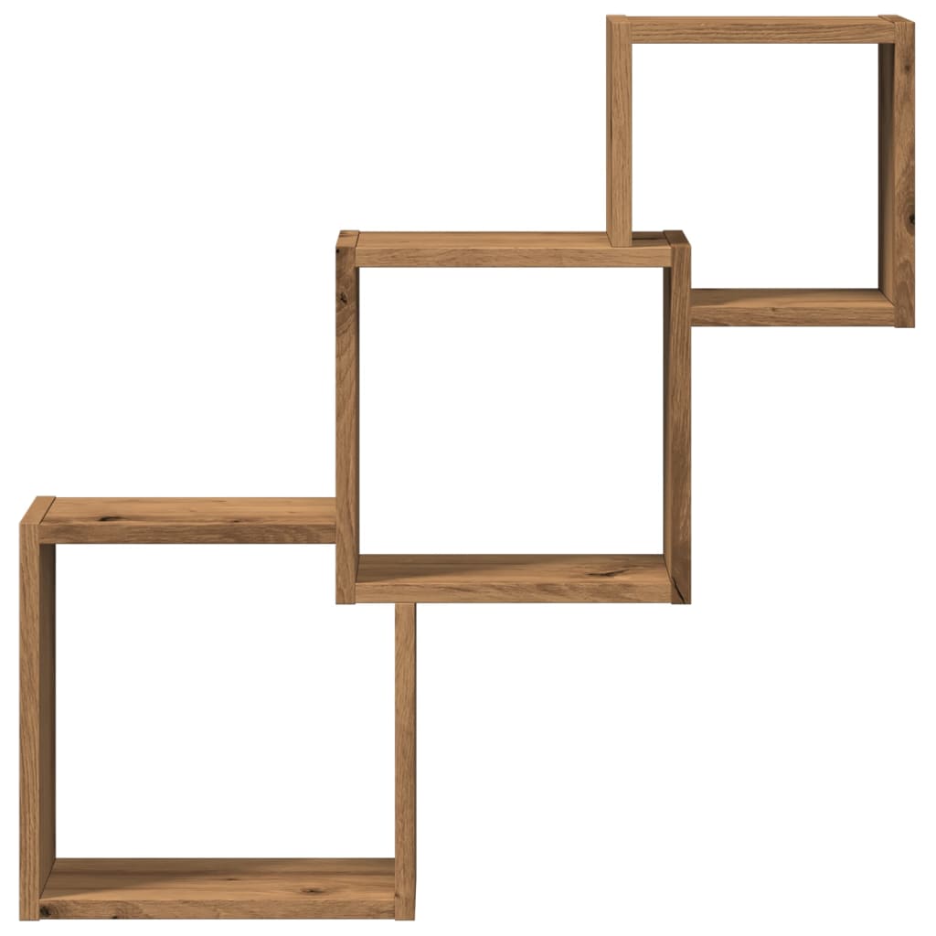 vidaXL Wall Cube Shelves Artisan Oak 68x15x68 cm Engineered Wood