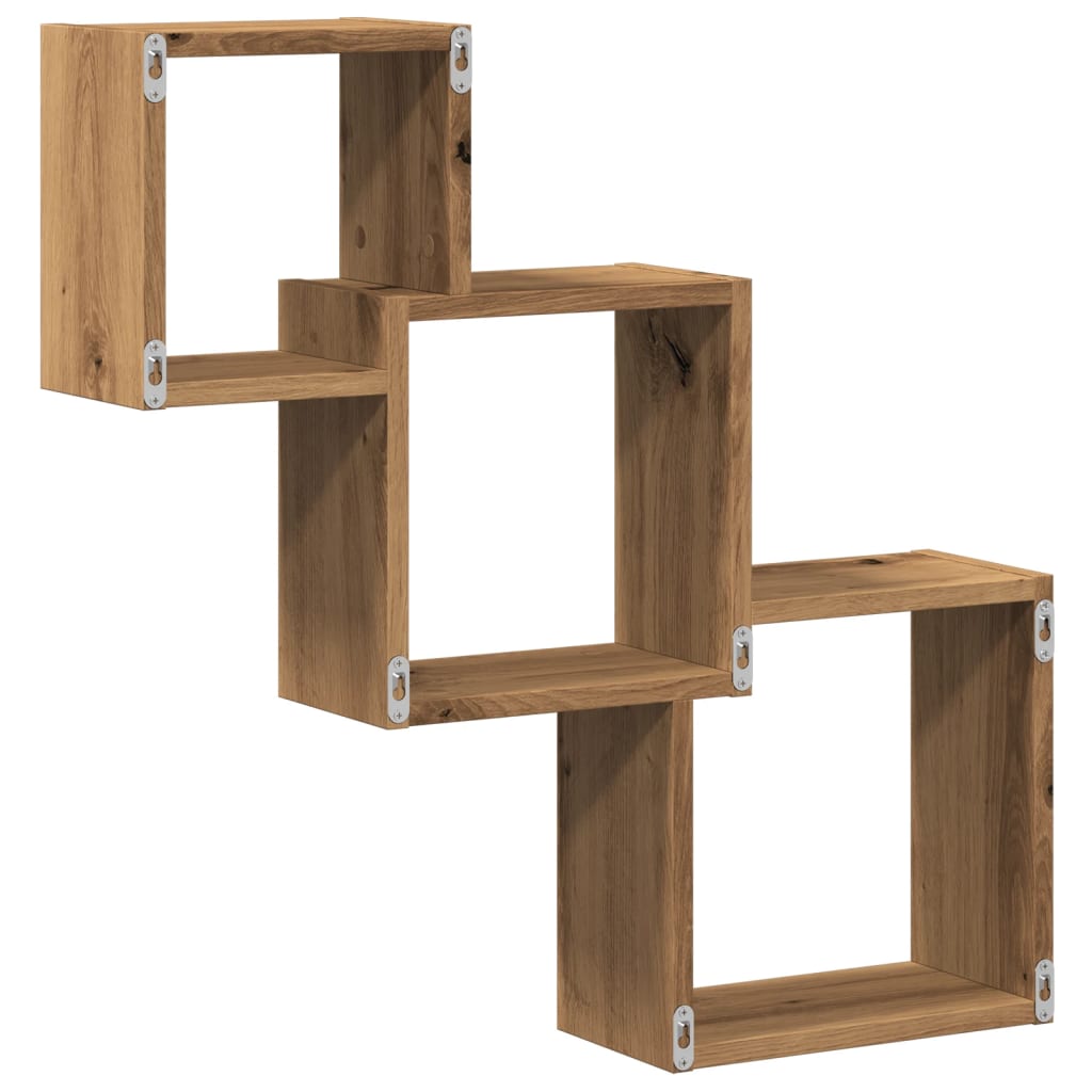 vidaXL Wall Cube Shelves Artisan Oak 68x15x68 cm Engineered Wood