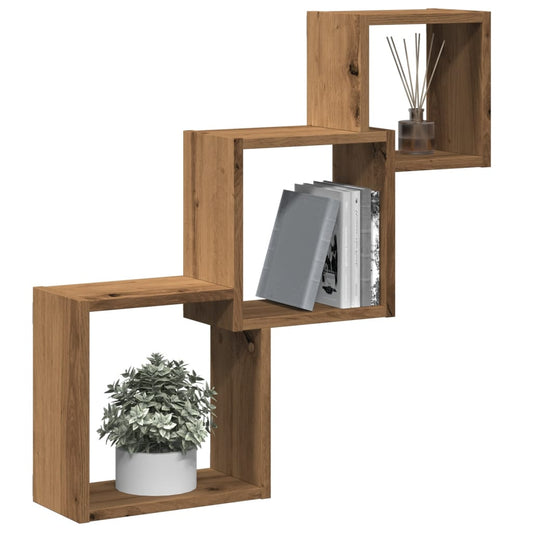 vidaXL Wall Cube Shelves Artisan Oak 68x15x68 cm Engineered Wood