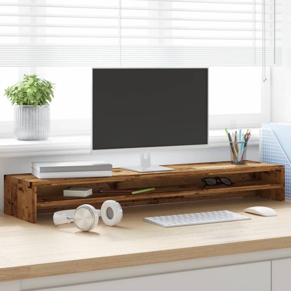 vidaXL Monitor Stand Old Wood 100x24x13 cm Engineered Wood