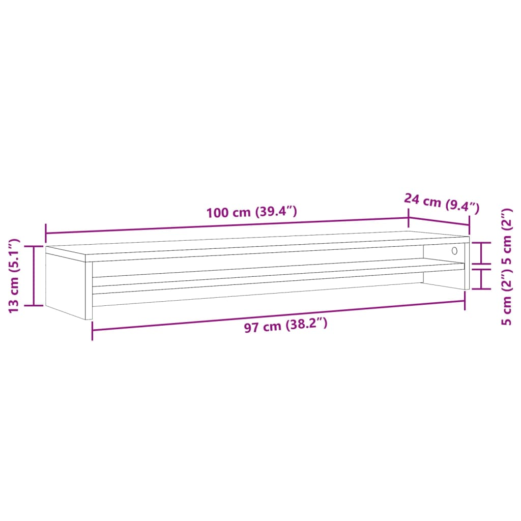 vidaXL Monitor Stand Old Wood 100x24x13 cm Engineered Wood