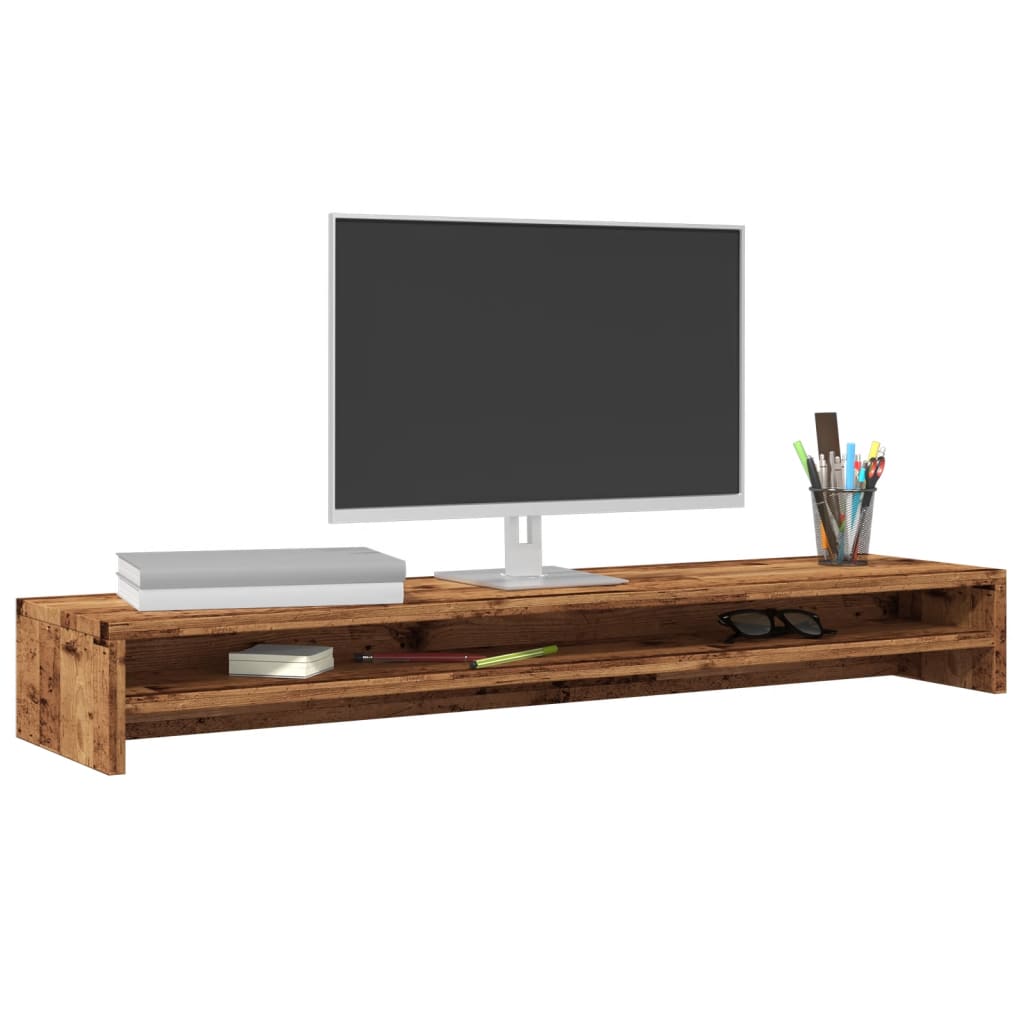 vidaXL Monitor Stand Old Wood 100x24x13 cm Engineered Wood