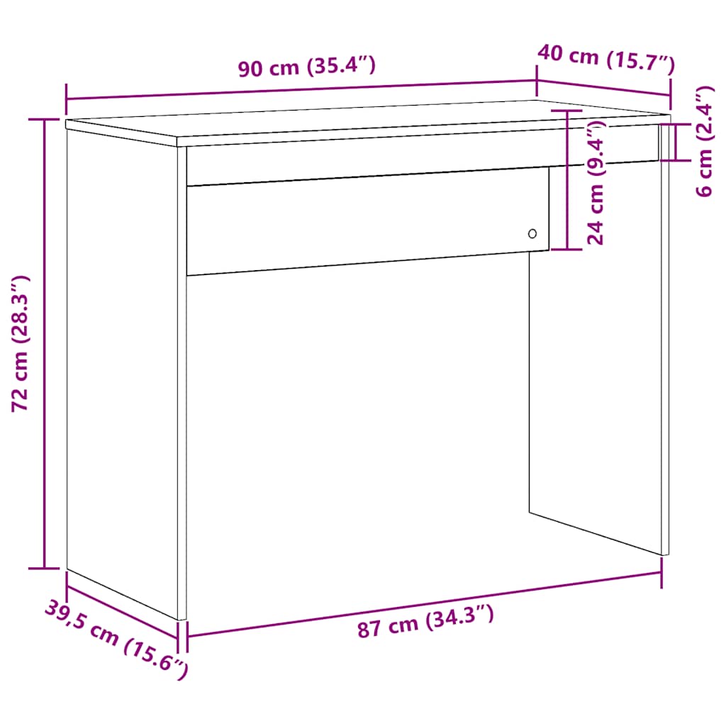 vidaXL Desk Old Wood 90x40x72 cm Engineered Wood