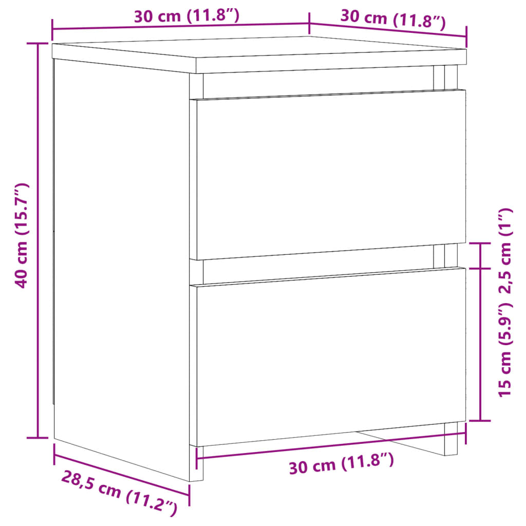 Bedside Cabinets 2 pcs Old Wood 30x30x40 cm Engineered Wood